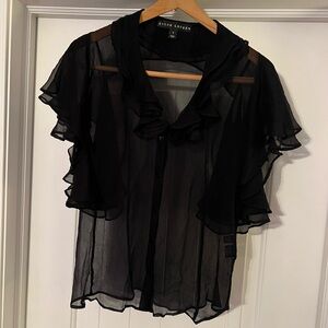 Ralph Lauren Black Sheer Blouse 100% Silk